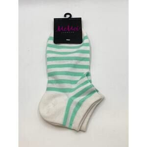 MEMOI Women's Cabbage Green-White Classic Striped Low Cut Socks SZ OS